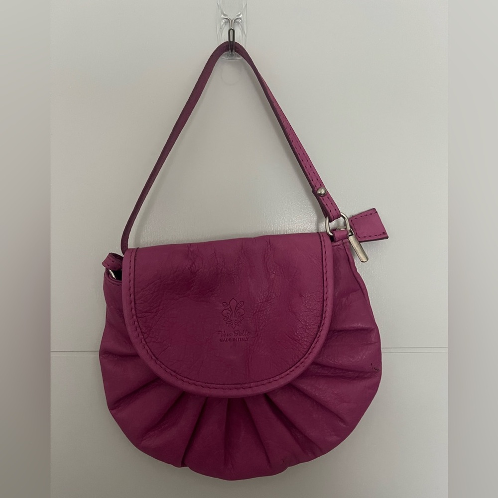 real italian leather purple crossbody